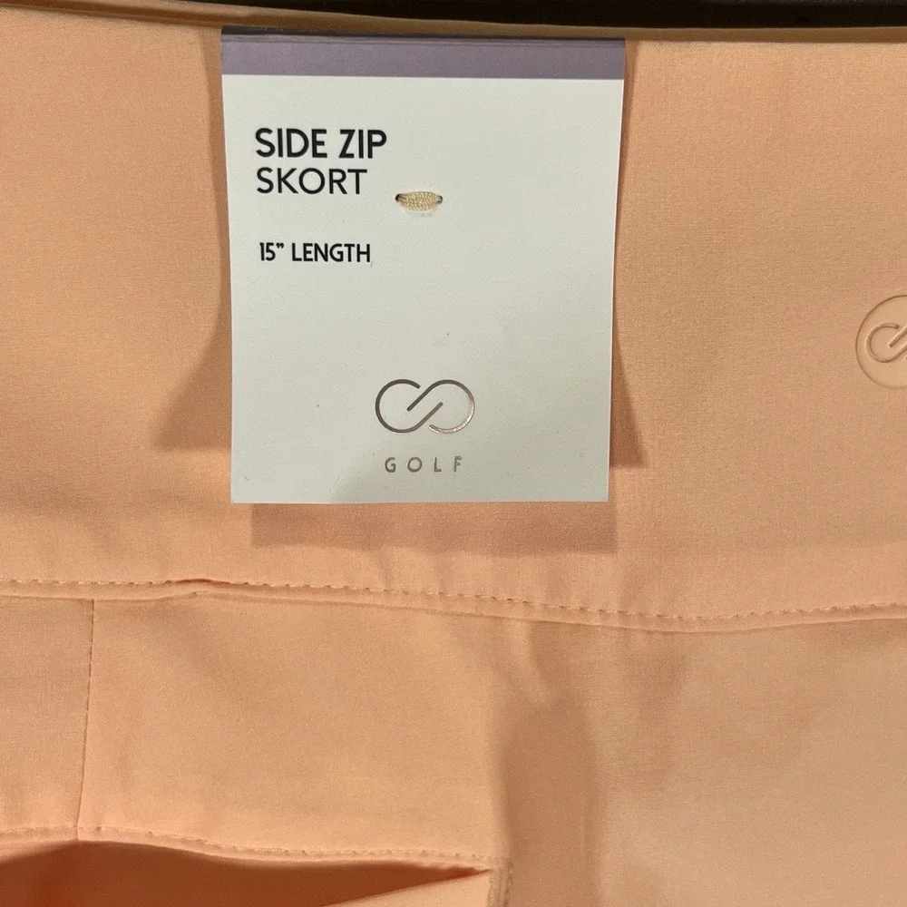 Calia Golf Skort Women's 12 Peach Orange‎ And White Side Zip